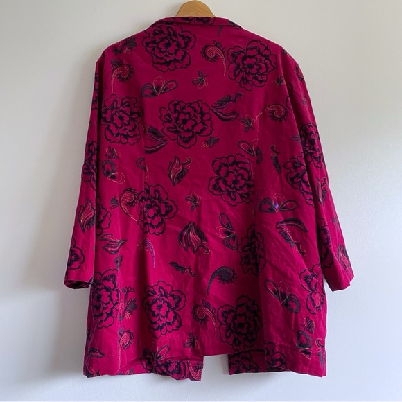 Home Sewn Fuchsia Floral Corduroy Open Front Jacket - Picture 8 of 12